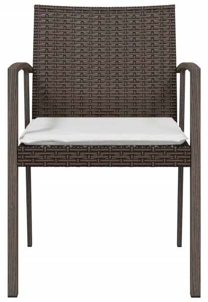 2 db barna polyrattan kerti szék párnával 56,5 x 57 x 83 cm