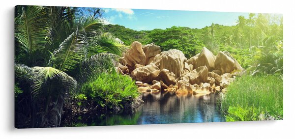 A tó képe a Seychelle-szigetek dzsungelében (120x50 cm)