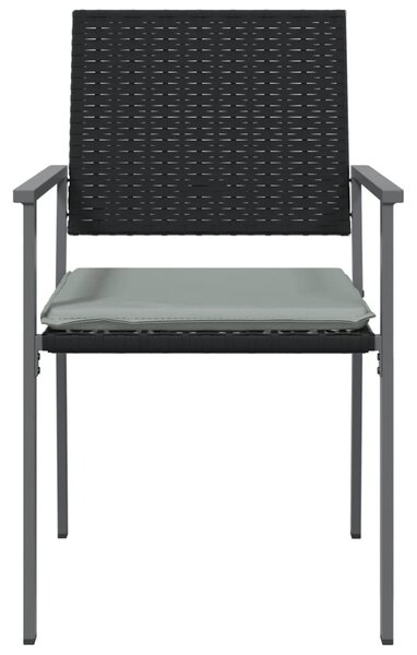 2 db fekete polyrattan kerti szék párnával 56 x 62,5 x 89 cm