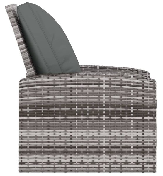 Szürke polyrattan dönthető kerti szék párnával