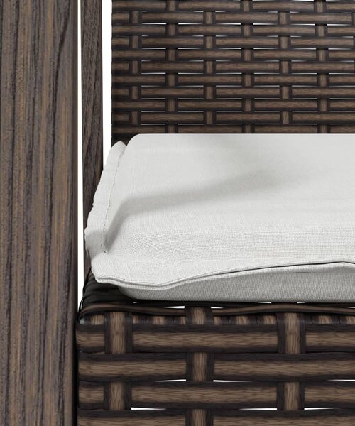 2 db barna polyrattan kerti szék párnával 56,5 x 57 x 83 cm