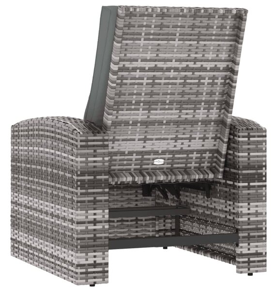 Szürke polyrattan dönthető kerti szék párnával