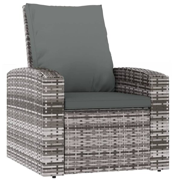 Szürke polyrattan dönthető kerti szék párnával