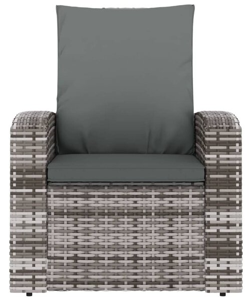 Szürke polyrattan dönthető kerti szék párnával