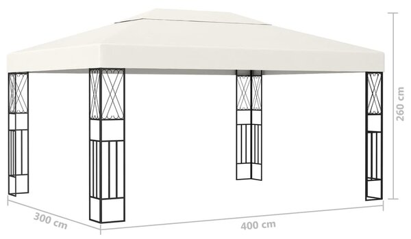 Krémszínű szövet pavilon LED fényfüzérrel 3 x 4 m