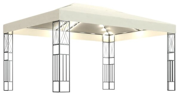 Krémszínű szövet pavilon LED fényfüzérrel 3 x 4 m