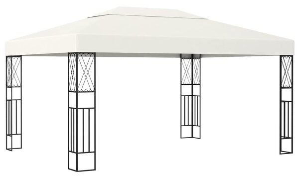 Krémszínű szövet pavilon LED fényfüzérrel 3 x 4 m