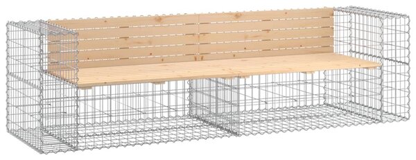 Tömör fenyőfa gabion kerti pad 244x71x65,5 cm