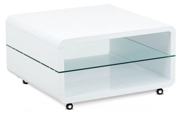 Ahg-615 Modern Dohányzóasztal Magasfényű Fehér Színben 80x80x40 cm
