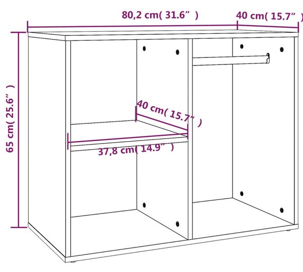 Betonszürke szerelt fa pipereszekrény 80 x 40 x 65 cm