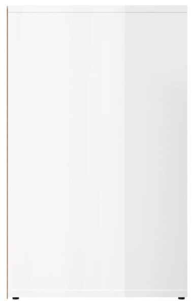 Magasfényű fehér szerelt fa pipereszekrény 80 x 40 x 65 cm