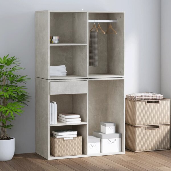 Betonszürke szerelt fa pipereszekrény 80 x 40 x 65 cm