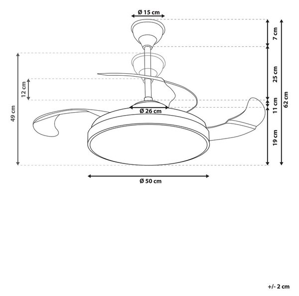 Mennyezeti ventilátor világítással IBAR Távirányítóval LED Átlátszó