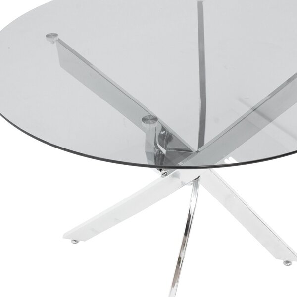 Set masa si scaune dining, 5 buc, Ezra Antoro, Transparent, 100x100x75 cm