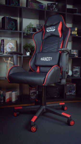 Bandit Inferno Gamer szék nyak-és derékpárnával - fekete-piros
