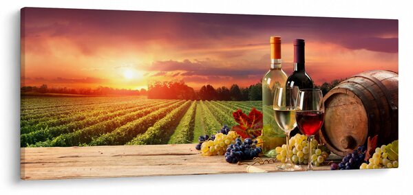 Szőlőskert borral képe (120x50 cm)