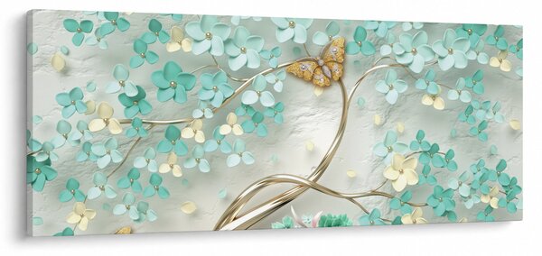 Virágok pillangóval képe (120x50 cm)
