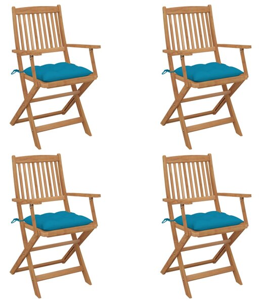VidaXL 4 db összecsukható tömör akácfa kerti szék párnával