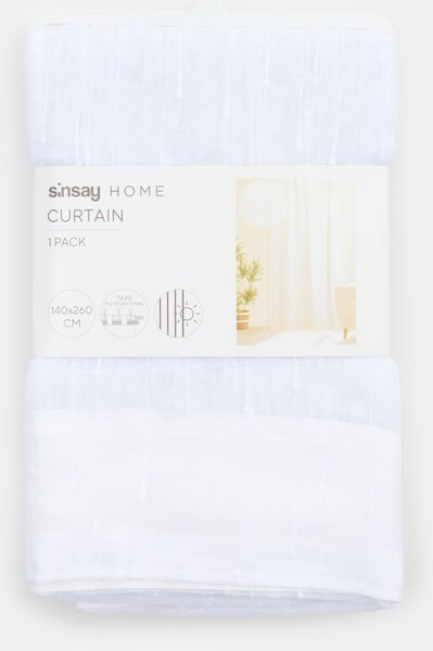 Sinsay - Zsákvászon függöny szalaggal jacquard mintával - fehér
