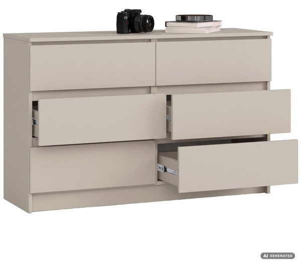 AKORD CLP K120 Komód Laminált Lap Kasmír 6 Fiókos