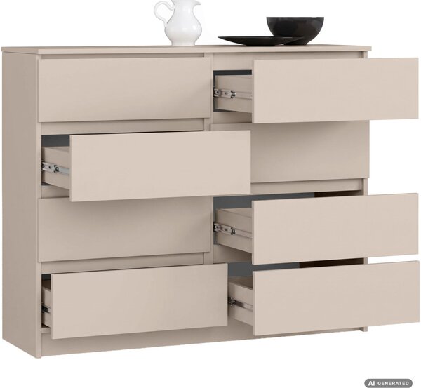 AKORD Furniture Factory CLP K120 Komód Laminált Kaszmír 8 Fiókos