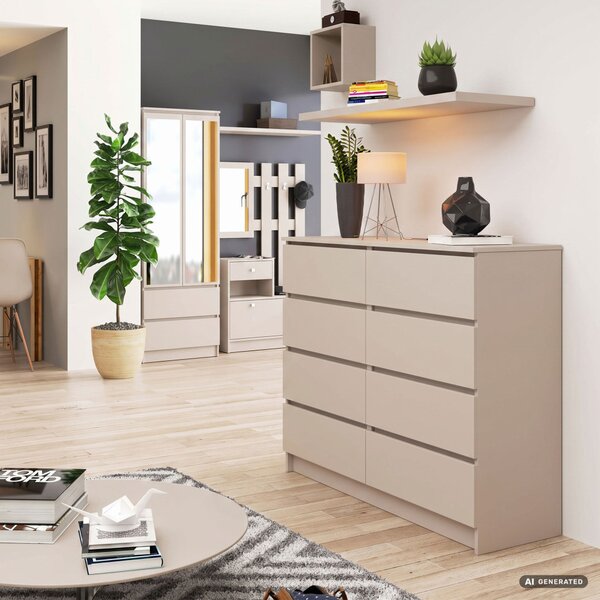 AKORD Furniture Factory CLP K120 Komód Laminált Kaszmír 8 Fiókos