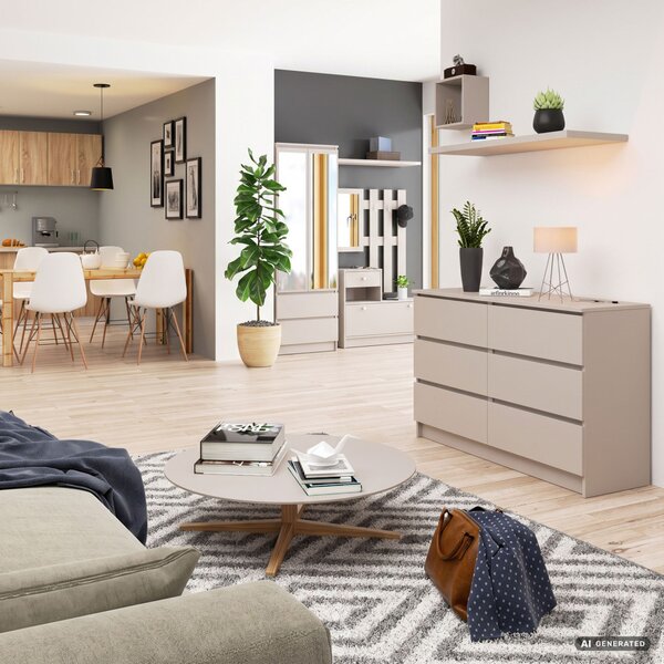 AKORD CLP K120 Komód Laminált Lap Kasmír 6 Fiókos