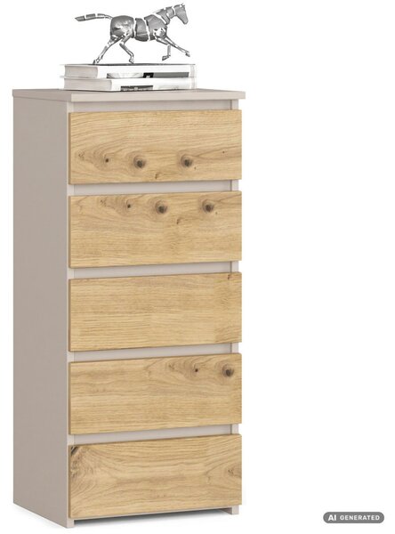 AKORD CLP CL5 Komód Laminált Lap Kasmír / Artisan Tölgy 5 Fiókos