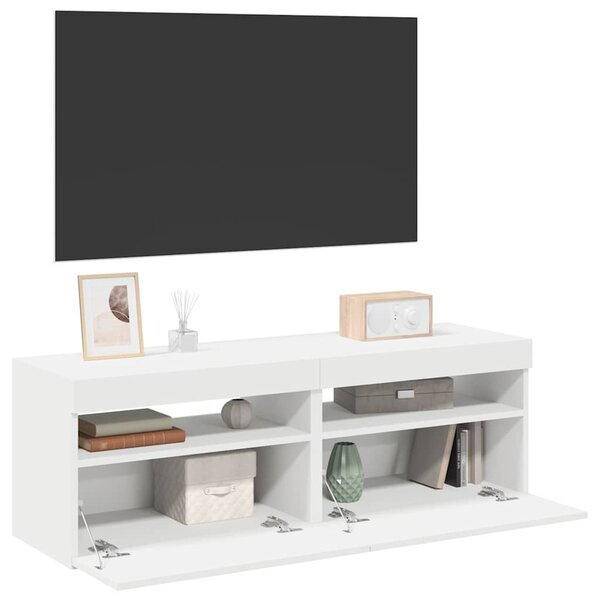 2 db fehér TV-szekrény LED-lámpákkal 60 x 35 x 40 cm