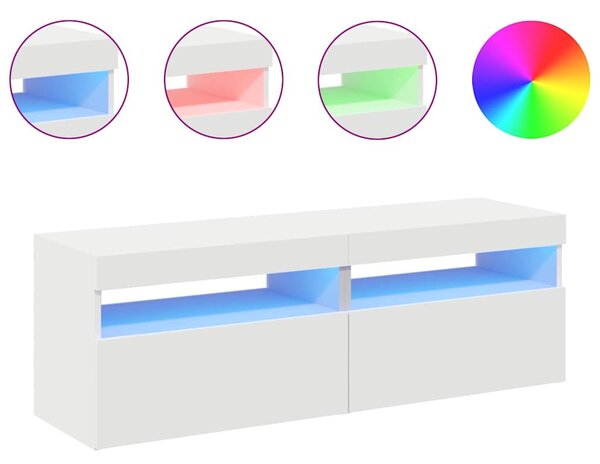 2 db fehér TV-szekrény LED-lámpákkal 60 x 35 x 40 cm