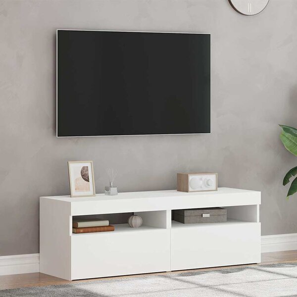2 db fehér TV-szekrény LED-lámpákkal 60 x 35 x 40 cm