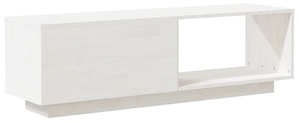 Fehér tömör fenyőfa TV-szekrény 110 x 30 x 33,5 cm