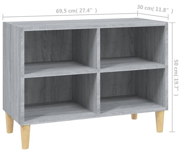 Szürke sonoma színű TV-szekrény tömör falábakkal 69,5x30x50 cm