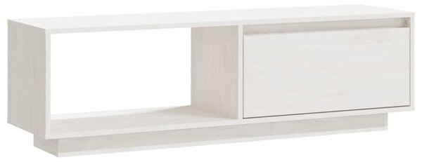 Fehér tömör fenyőfa TV-szekrény 110 x 30 x 33,5 cm