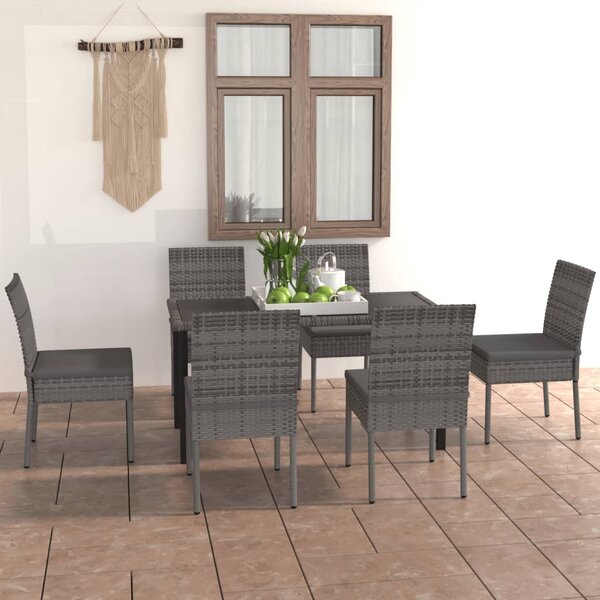 VidaXL 7 részes szürke polyrattan kerti étkezőgarnitúra