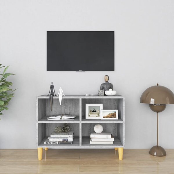 Szürke sonoma színű TV-szekrény tömör falábakkal 69,5x30x50 cm