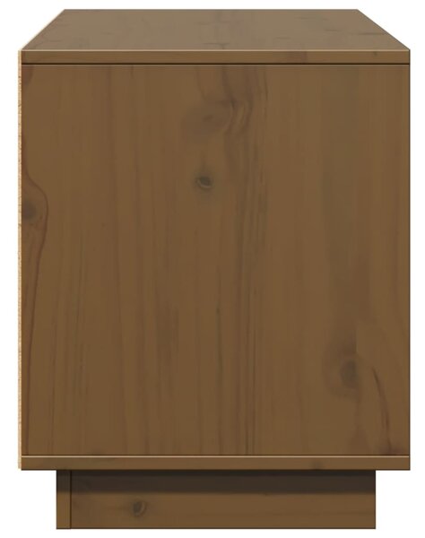 Mézbarna tömör fenyőfa TV-szekrény 110,5x35x44 cm