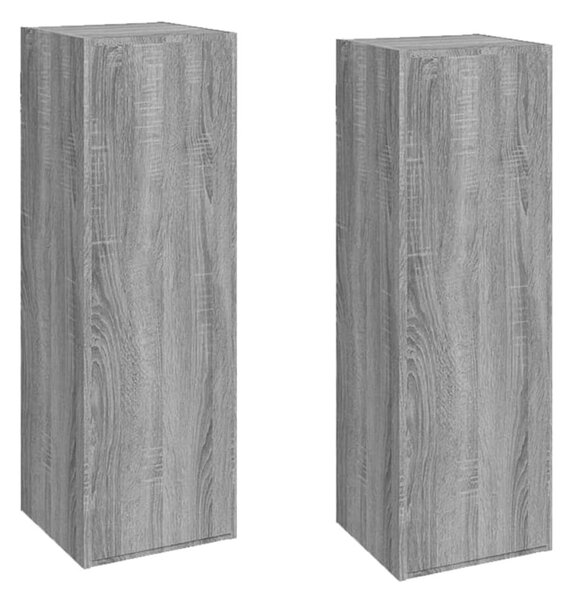 2 db szürke sonoma színű szerelt fa TV-szekrény 30,5x30x90 cm