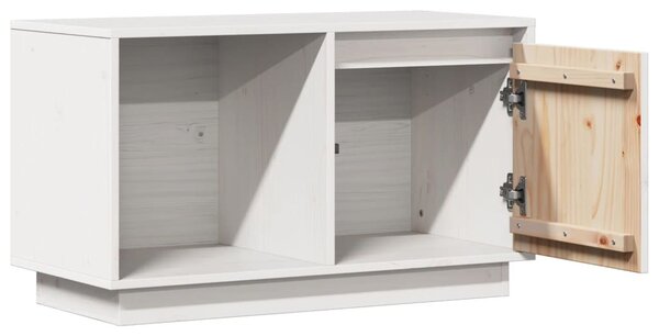 Fehér tömör fenyőfa TV-szekrény 74x35x44 cm