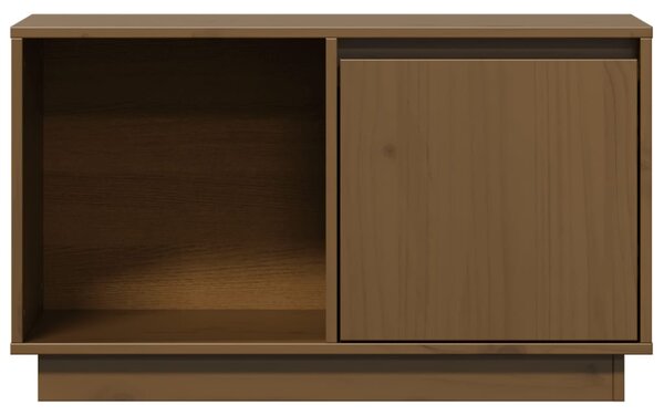 Mézbarna tömör fenyőfa TV-szekrény 74x35x44 cm