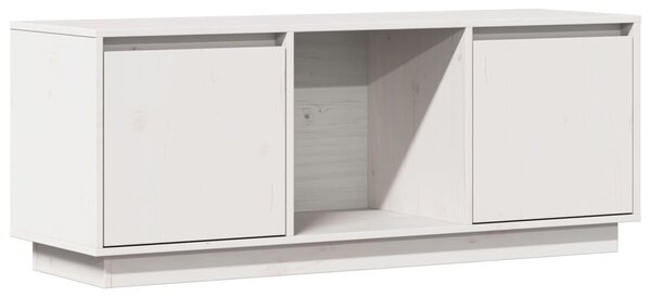 Fehér tömör fenyőfa TV-szekrény 110,5x35x44 cm