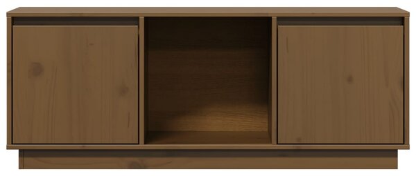 Mézbarna tömör fenyőfa TV-szekrény 110,5x35x44 cm