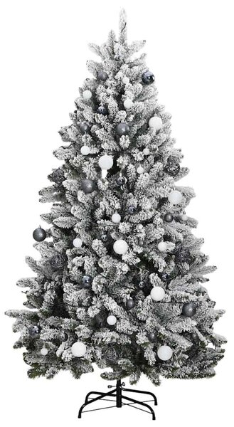 Csuklópántos műkarácsonyfa 300 LED-del és gömbökkel 180 cm
