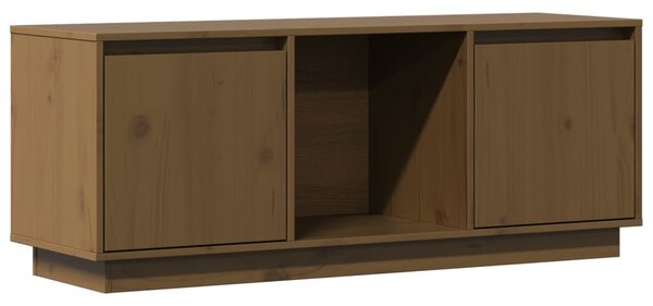 Mézbarna tömör fenyőfa TV-szekrény 110,5x35x44 cm