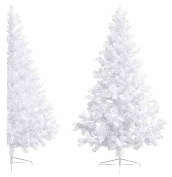 Fehér megvilágított fél műkarácsonyfa gömb szettel 210 cm