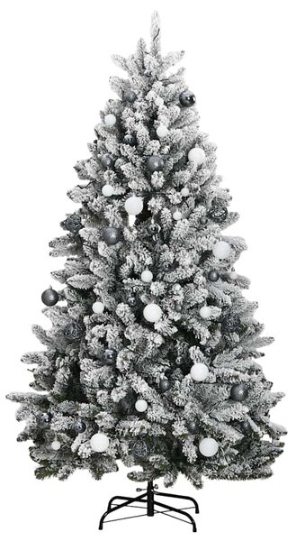 Csuklópántos műkarácsonyfa 300 LED-del és gömbökkel 210 cm