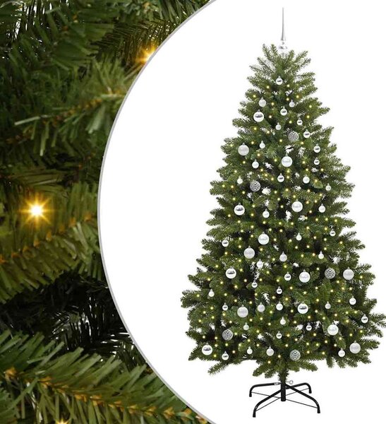 Mű karácsonyfa 210 cm 300 LED Meleg fehér PVC és Acél Zöld