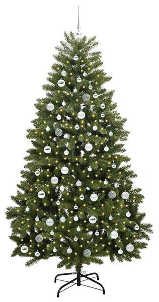 Mű karácsonyfa 210 cm 300 LED Meleg fehér PVC és Acél Zöld
