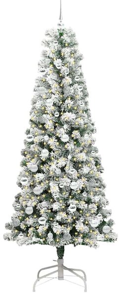 Műanyag Hajtogatós Karácsonyfa 300 LED-del Zöld és Fehér 210 cm