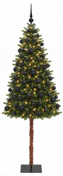 Műfenyő gömbökkel 180 cm 300 LED Meleg fehér PVC és fém Zöld